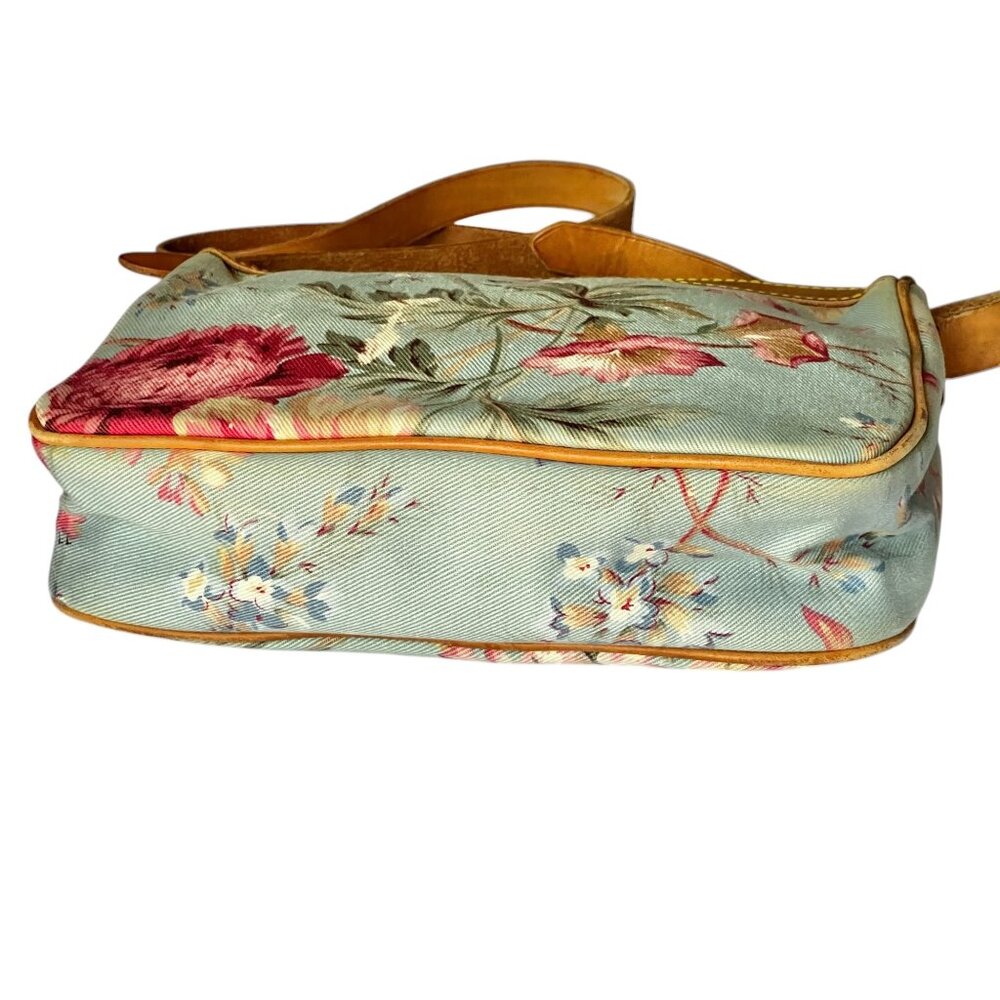 Ralph Lauren Floral Crossbody Vintage  Bag With Leather Trim & Adjustable Strap - Picture 9 of 16